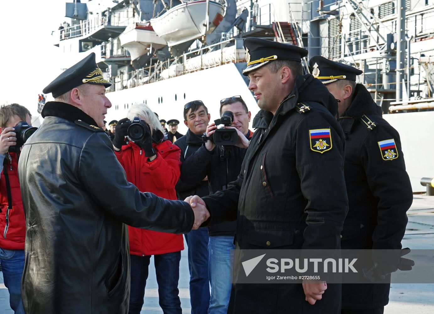 The Smolny training ship arrives at Baltiysk port