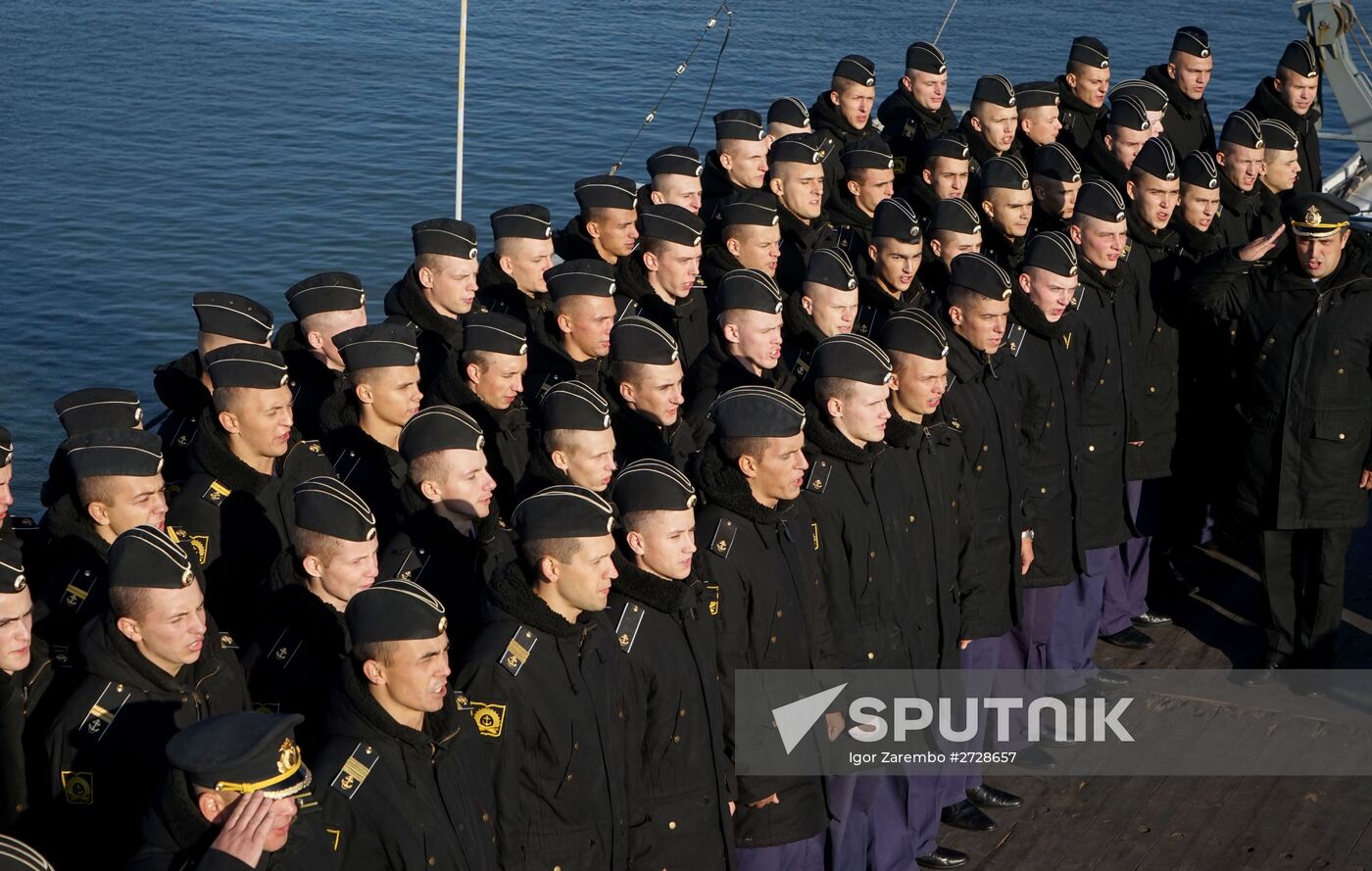 The Smolny training ship arrives at Baltiysk port