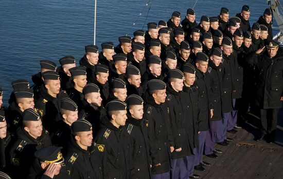 The Smolny training ship arrives at Baltiysk port