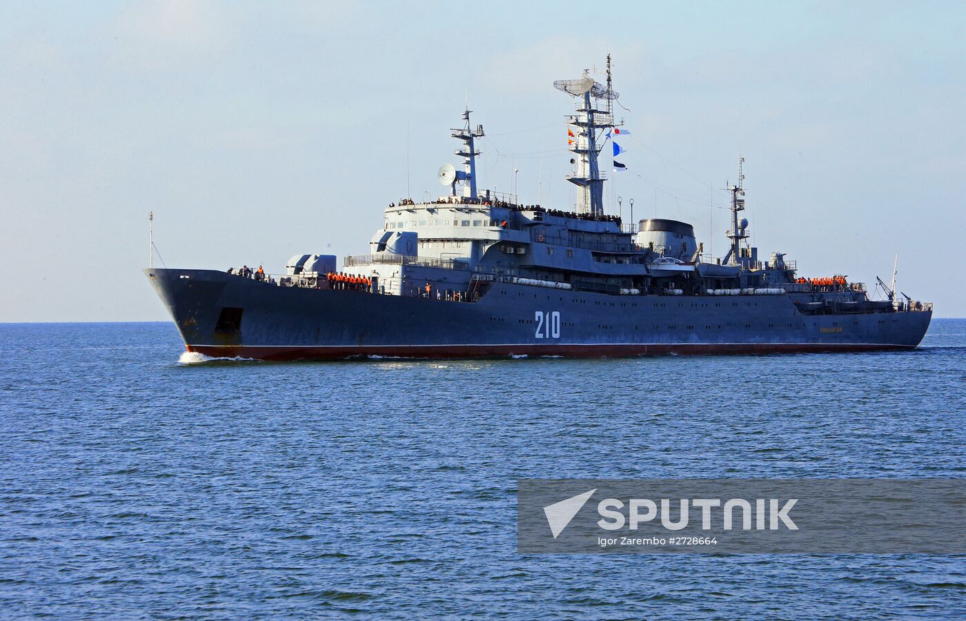 The Smolny training ship arrives at Baltiysk port