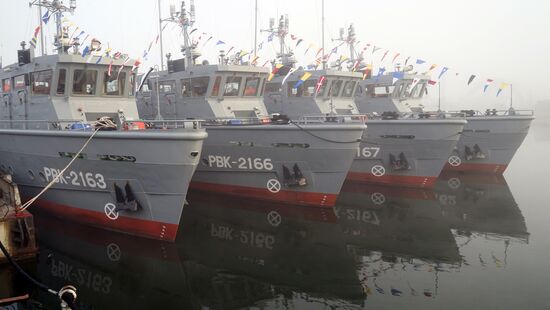Flag-raising ceremony at Russian Navy's new rescue boats in Baltiysk