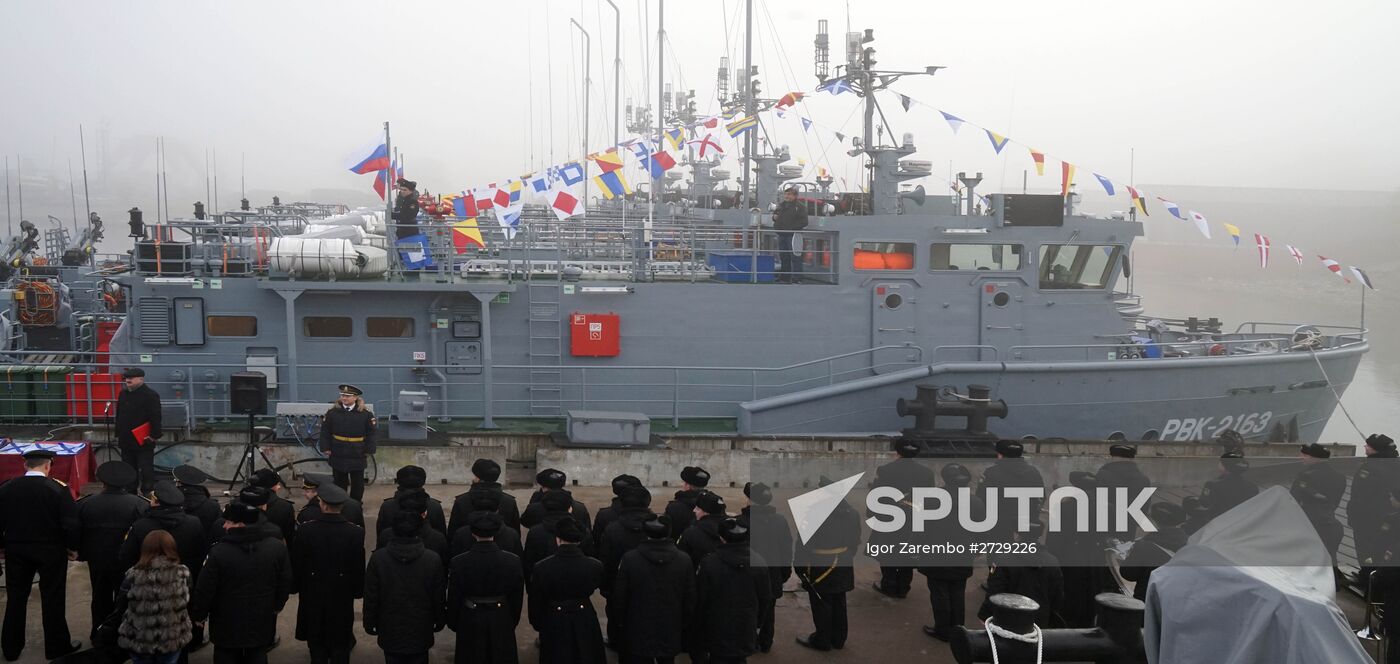 Flag-raising ceremony at Russian Navy's new rescue boats in Baltiysk