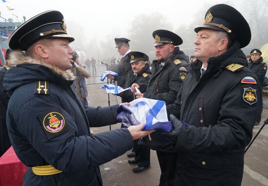 Flag-raising ceremony on Russian Navy's new rescue boats in Baltiysk
