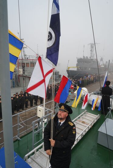Flag-raising ceremony on Russian Navy's new rescue boats in Baltiysk