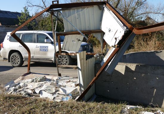 Aftermath of shelling of Kuibyshevsky district in Donetsk
