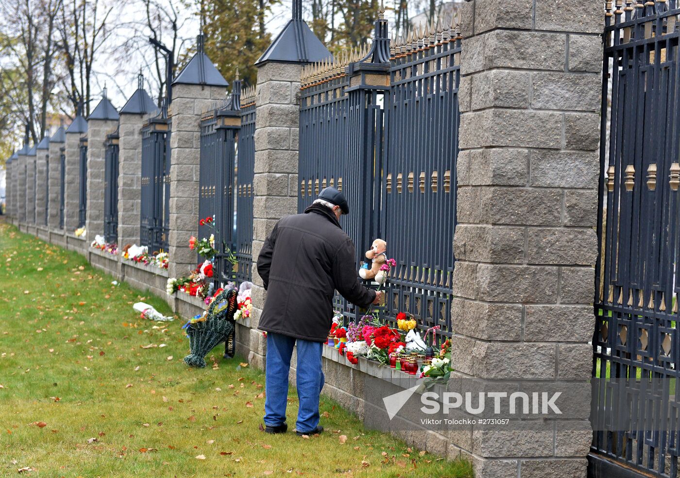 Flowers in memory of Airbus A321 crash victims near Russian embassies in foreign countries