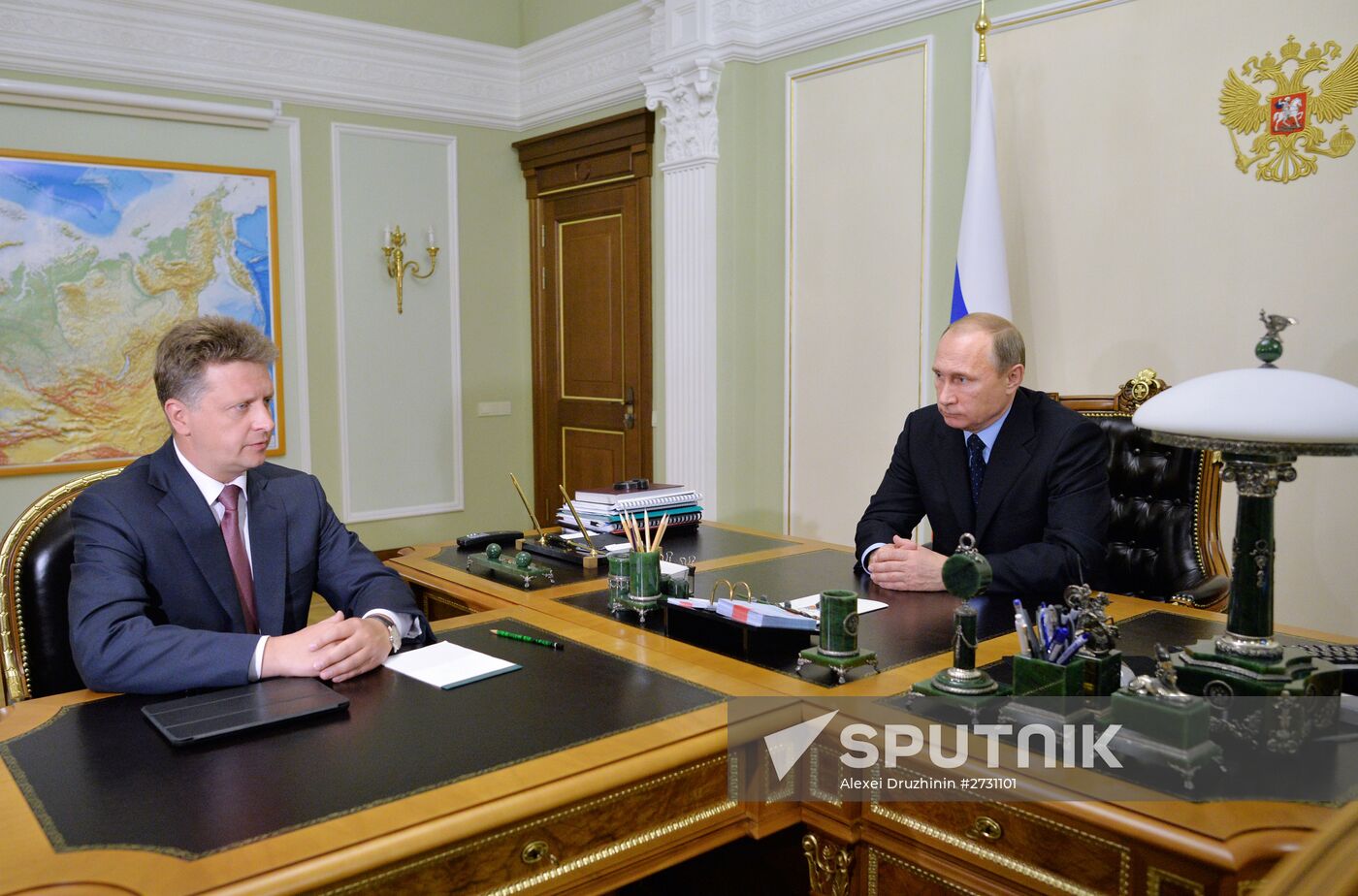 President Vladimir Putin meets with Transport Minister Maxim Sokolov