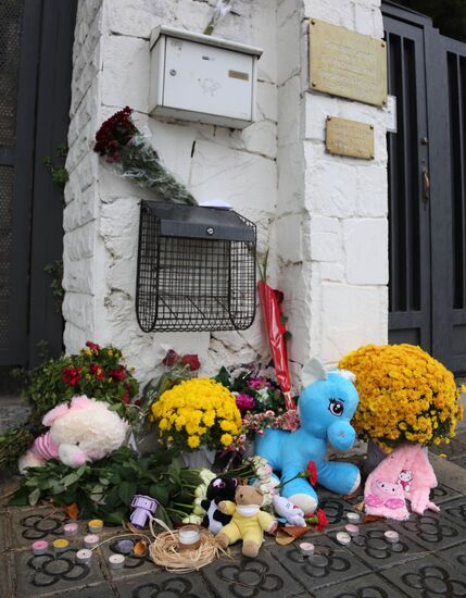 Flowers in memory of Airbus A321 crash victims near Russian embassies in foreign countries