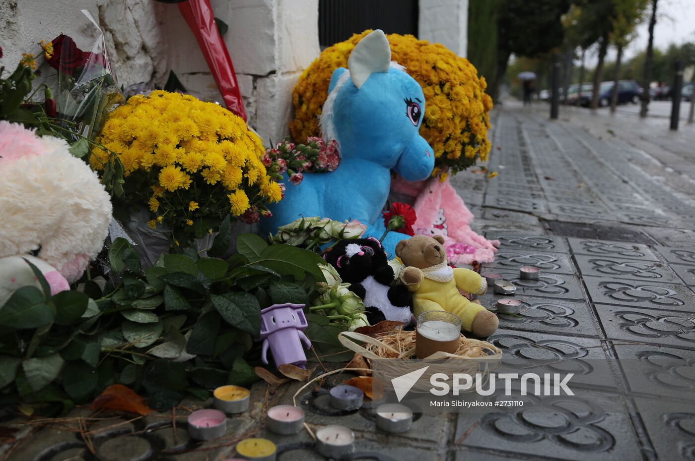 Flowers in memory of Airbus A321 crash victims near Russian embassies in foreign countries