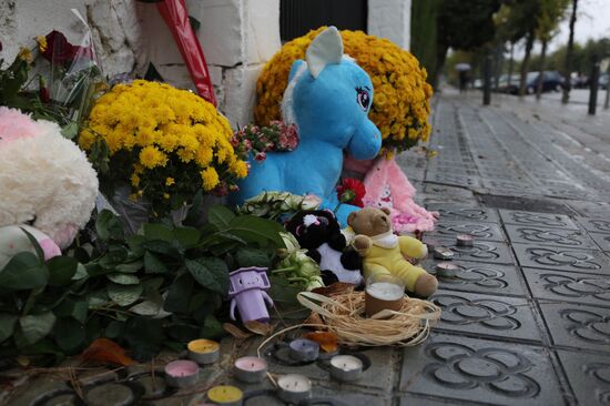 Flowers in memory of Airbus A321 crash victims near Russian embassies in foreign countries