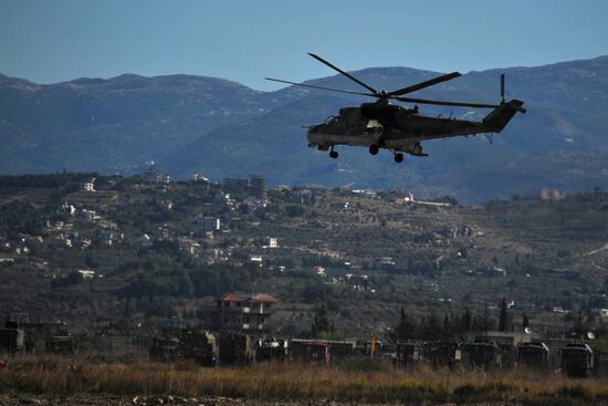 Russian warplanes at Hemeimeem air base in Syria