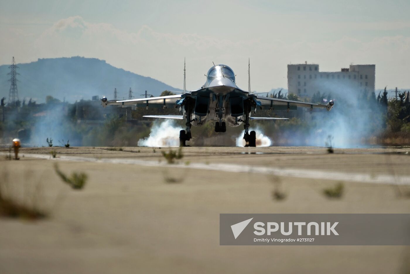Russian warplanes at Hemeimeem air base in Syria