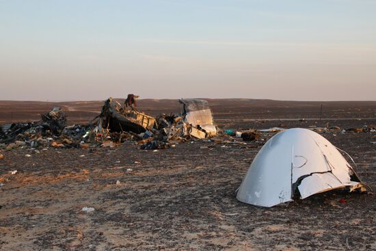 Search operations at Airbus A321 crash site in Egypt
