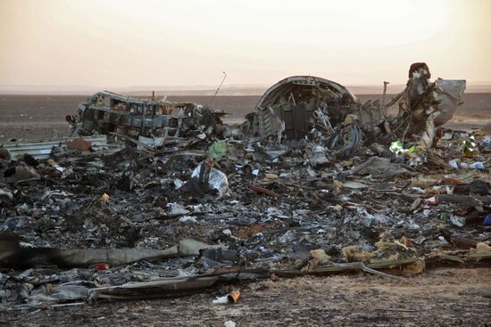 Search operations at Airbus A321 crash site in Egypt
