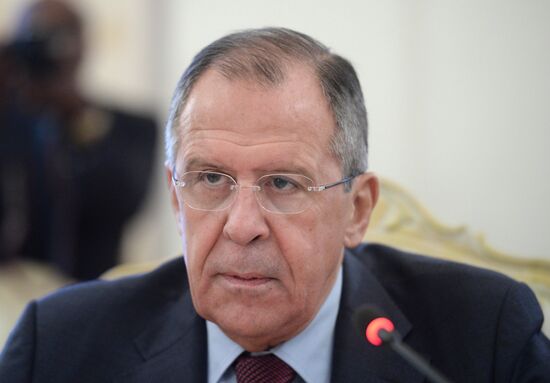 Russian Foreign Minister Sergey Lavrov meets with Jean-Claude Gakosso