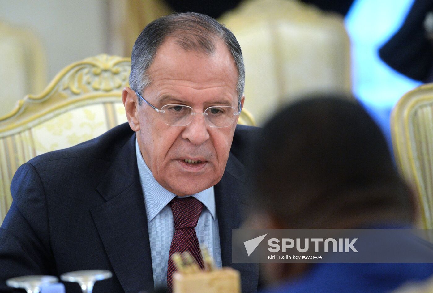 Russian Foreign Minister Sergey Lavrov meets with Jean-Claude Gakosso