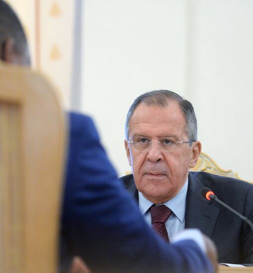 Russian Foreign Minister Sergey Lavrov meets with Jean-Claude Gakosso