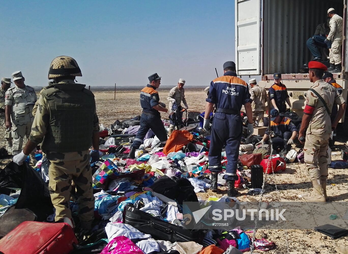 Conducting search at Russian Airbus A321 crash site in Egypt