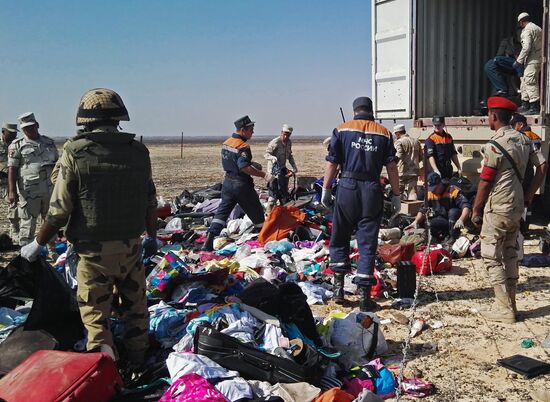 Conducting search at Russian Airbus A321 crash site in Egypt