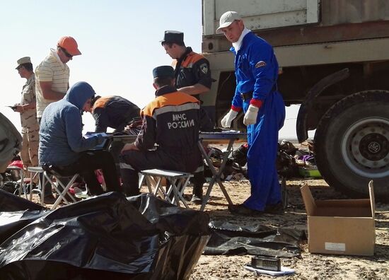 Searching Russian Airbus A321 crash site in Egypt
