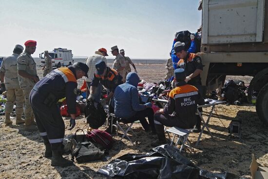 Searching Russian Airbus A321 crash site in Egypt