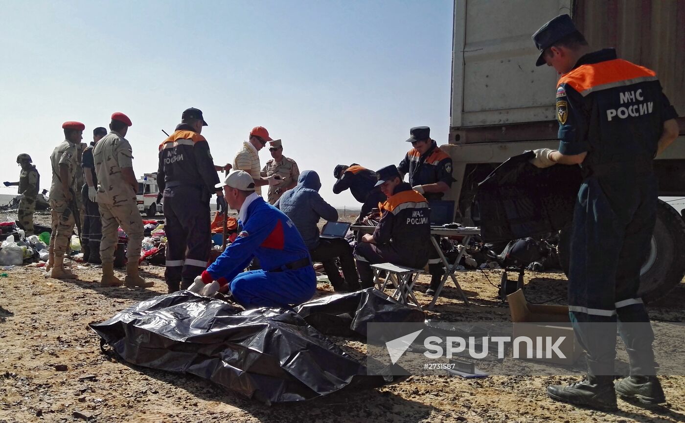 Searching Russian Airbus A321 crash site in Egypt