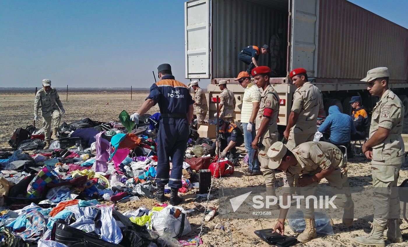 Searching Russian Airbus A321 crash site in Egypt