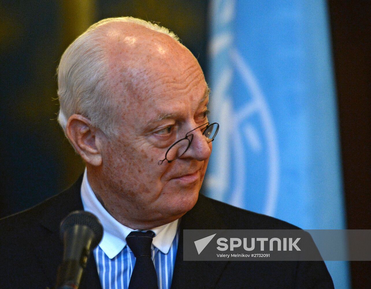 Russian FM Sergey Lavrov meets with UN Special Envoy for Syria de Mistura