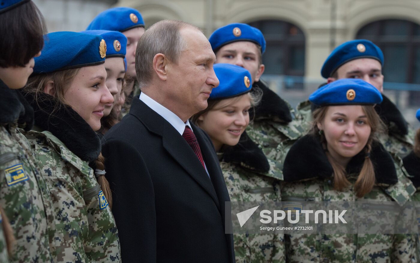 President Putin lays flowers at Minin and Pozharsky monument on Red Square
