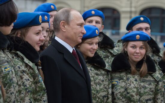 President Putin lays flowers at Minin and Pozharsky monument on Red Square