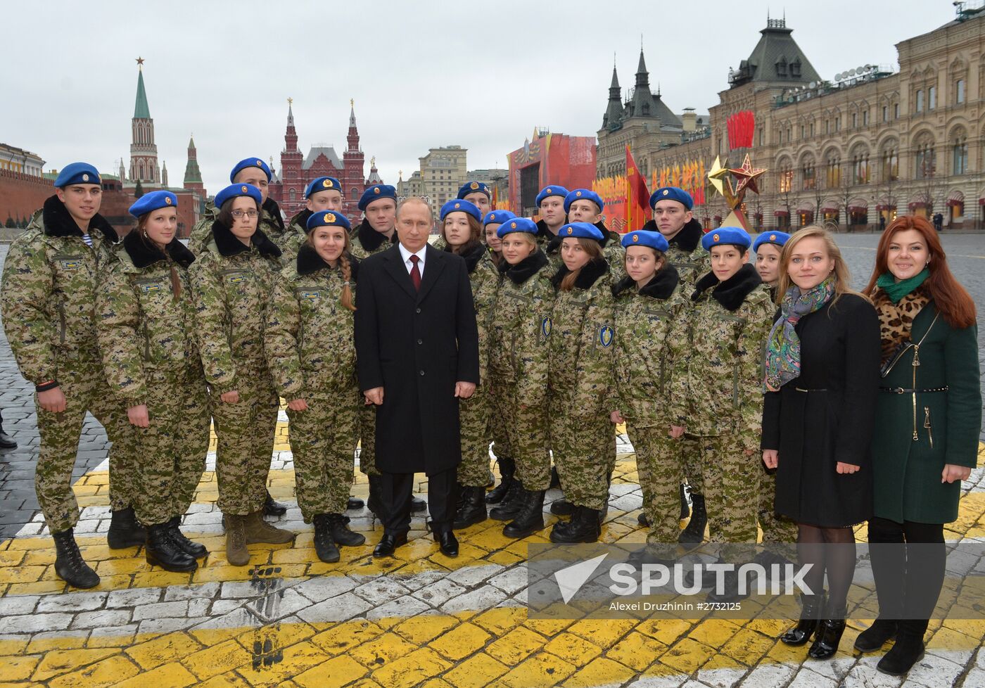 President Putin lays flowers at Minin and Pozharsky monument on Red Square