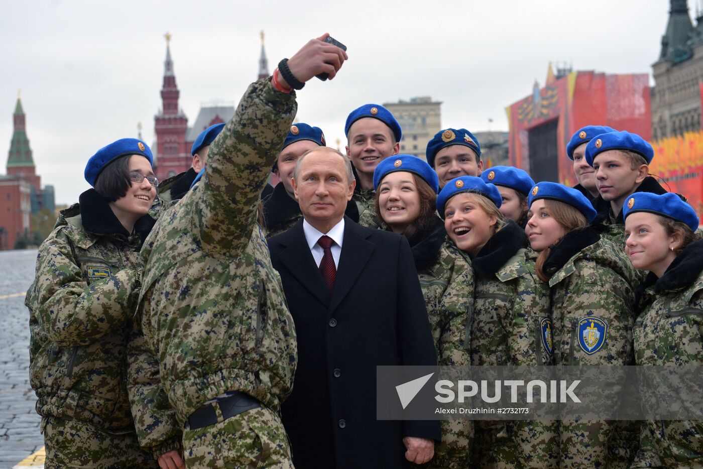 President Putin lays flowers at Minin and Pozharsky monument on Red Square