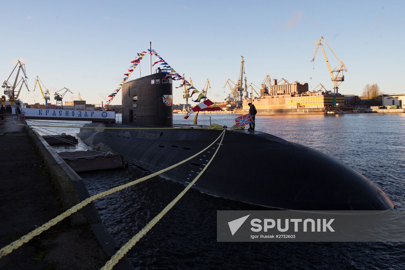 Russian Navy receives submarine Krasnodar