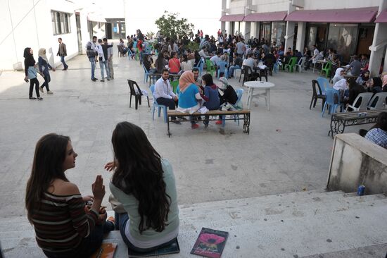 Russian language class at the Institute of Foreign Languages, Tishreen University, Syria