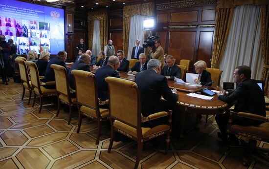 Russian Prime Minister Dmitry Medvedev chairs meeting about construction of new schools