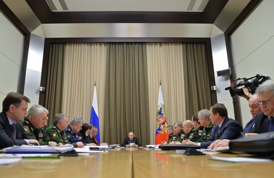 PresidentPresident Vladimir Putin holds meeing in Sochi on Russian Armed Forces development