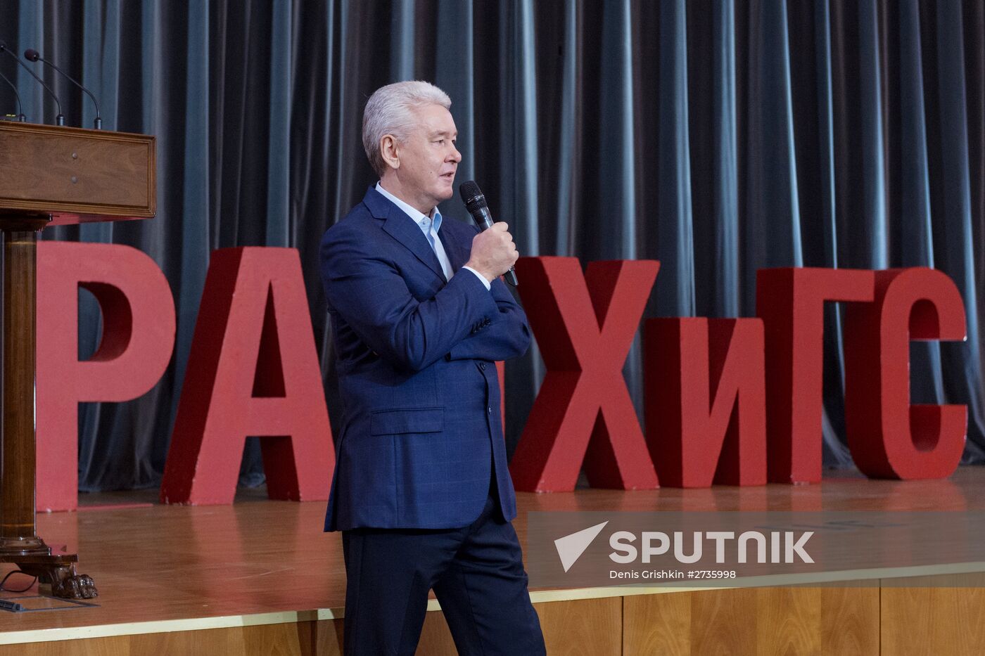 Moscow Mayor Sergei Sobyanin meets with students at Russian Presidential Academy of National Economy and Public Administration