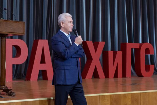 Moscow Mayor Sergei Sobyanin meets with students at Russian Presidential Academy of National Economy and Public Administration