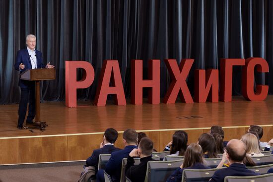 Moscow Mayor Sergei Sobyanin meets with students at Russian Presidential Academy of National Economy and Public Administration