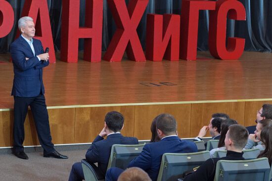 Moscow Mayor Sergei Sobyanin meets with students at Russian Presidential Academy of National Economy and Public Administration