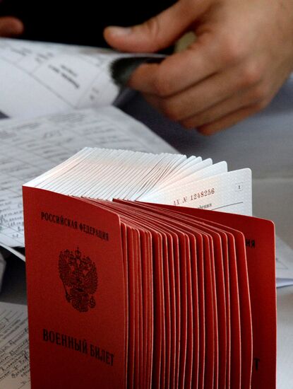 Calling up for miltiary service in Russian towns