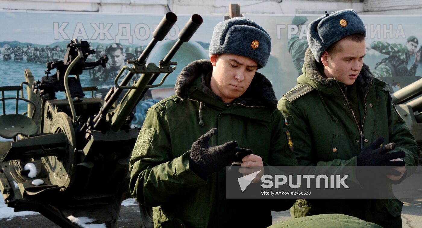 Calling up for miltiary service in Russian towns