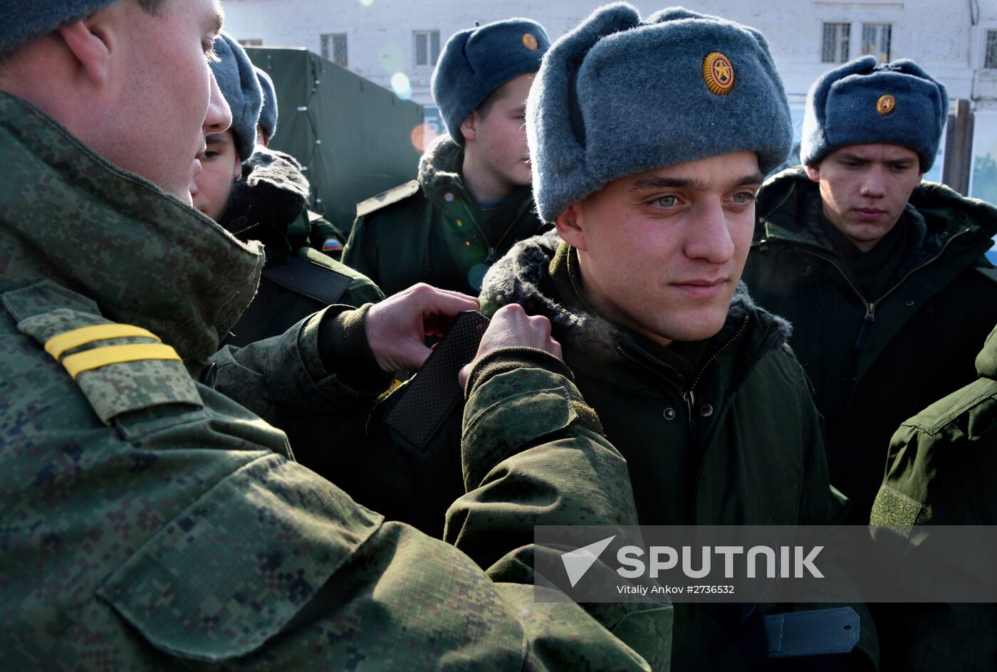 Calling up for miltiary service in Russian towns