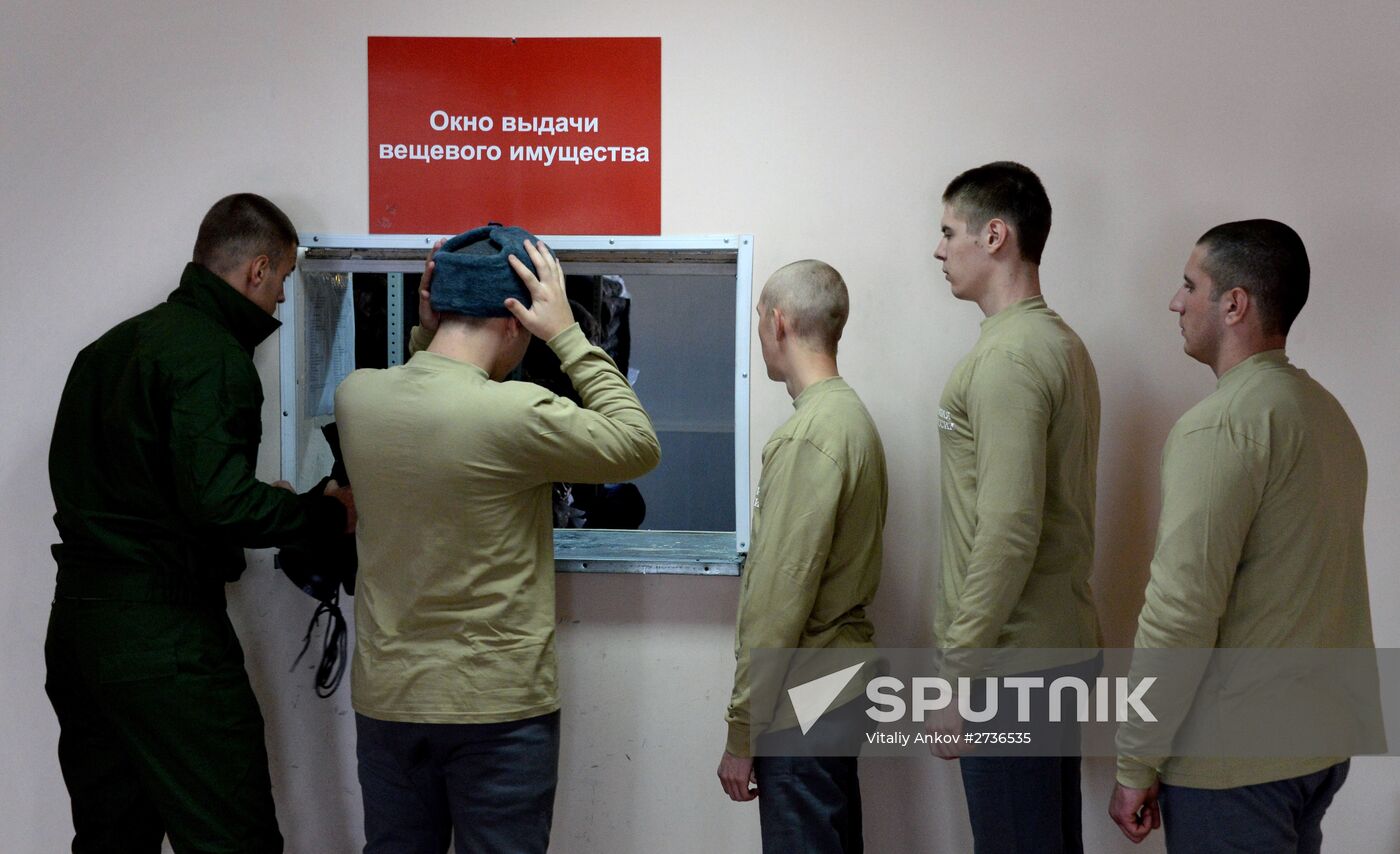 Calling up for miltiary service in Russian towns