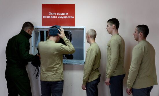Calling up for miltiary service in Russian towns