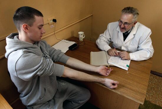 Calling up for miltiary service in Russian towns