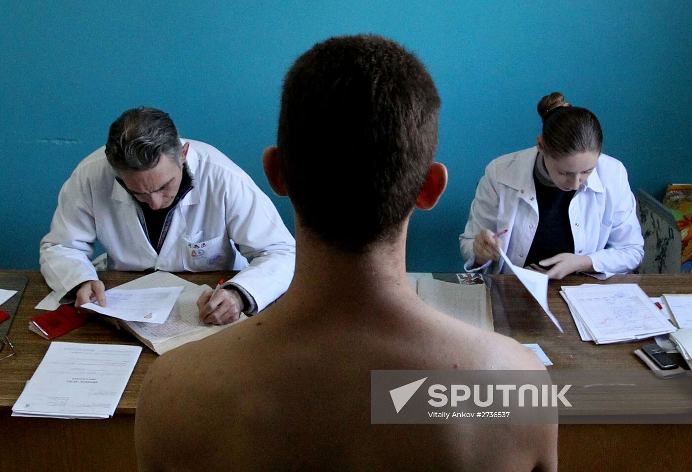 Calling up for miltiary service in Russian towns