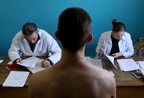 Calling up for miltiary service in Russian towns