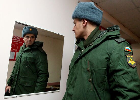 Calling up for miltiary service in Russian towns