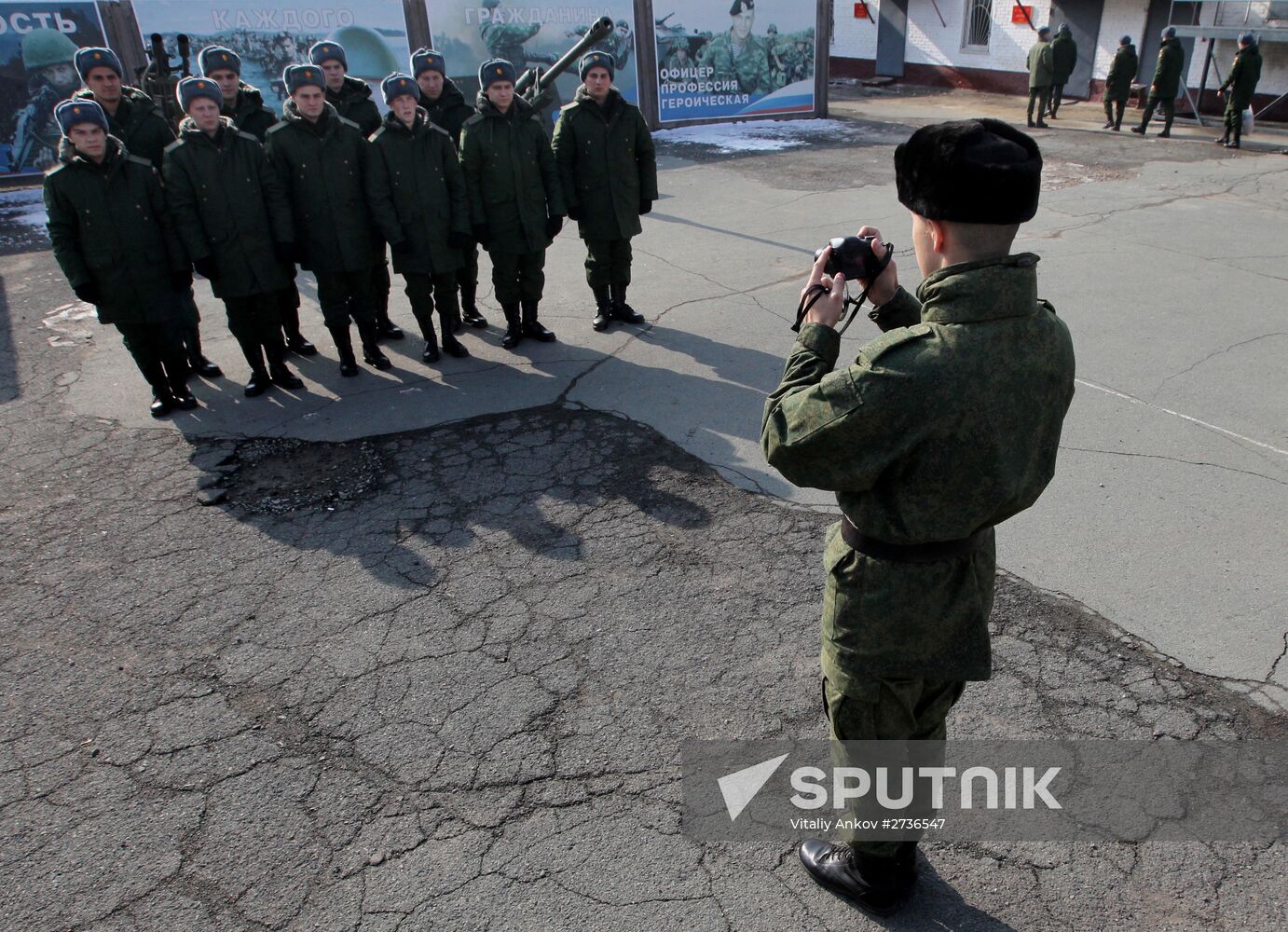 Calling up for miltiary service in Russian towns